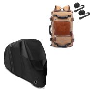 Set: Rucksack Canvas VG6 Hecktasche inkl. Spanngurte 28Ltr braun + Abdeckplane XL Abdeckhaube in schwarz_1