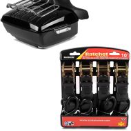 Set: Topcase King OLR Universal für Chopper Cruiser Custombikes + Spanngurt Set mit Ratsche und Haken inkl 4x Zurrschlaufe in schwarz_1