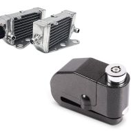 Set: Water Cooler Radiator compatible with KTM SX 50 12-22 left right (pair) + Alarm Brake Disc Lock 110dB BS-Motoparts Theft protection