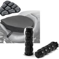 Set: Motorbike Air cushion Tourtecs Air ML Comfort seat cushion in black + Handlebar Hand Grips 1" Inch CG3 Billet CNC fits for Harley Davidson Kawasaki Yamaha Suzuki Honda black Craftride