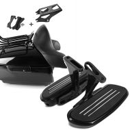Set: Top Box King NLB fits for Harley Davidson Touring 14-24 + Docking-Kit No Holes Craftride + Passenger Floorboards fits for Harley Davidson Touring 93-24 Footboards Craftride CF2 with brackets black
