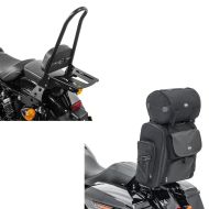 Set: Sissybar Harley Sportster Forty-Eight 48 10-20 Fast Rider-XL + Sissybar Tasche SXL Hecktasche mit Gepäckrolle in schwarz_1