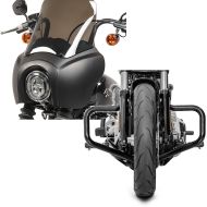 Set: Lampenmaske MG5 für Harley Softail Street Bob 18-20 Lampen Verkleidung + Sturzbügel für Harley Softail Street Bob 18-20 Mustache schwarz_1