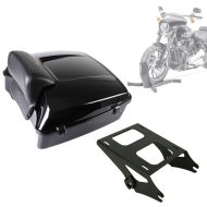 Set: Topcase Chopped für Harley Road Glide Special 15-21 schwarz CH4 + Topcase Träger Doppelsitzbank für Harley Touring 14-21 schwarz_1