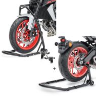 Set: Lenkkopfständer Classic 5 PIN Lenkkopf Montageständer schwarz + Montageständer Hinterrad Universal-Racing S schwarz_1