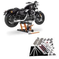 Set: Hebebühne Mid-Lift L Motorradheber für Harley und Chopper bis 680kg + Scharnier-Set für Harley- Touring Seitenkoffer 94-13 Satteltaschen_1