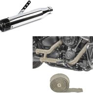 Set: Exhaust Muffler Straight Rear Silencer Slip-On Caferacer + Exhaust wrap for Heat shield tape32.81 ft titanium