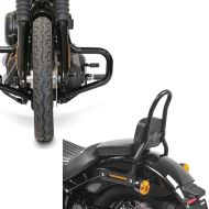 Set: Engine Guard Mustache fits for Harley Davidson Softail Street Bob / Standard 18-24 Craftride black + Sissy bar S fits for Harley Davidson Softail Street Bob 18-24 SRL black Craftride