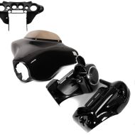 Set: Batwing Verkleidung Komplettset für Harley Touring 1996-2013 + Beinschild für Harley Touring Modelle 1983-2013 mit Lautsprecher_1