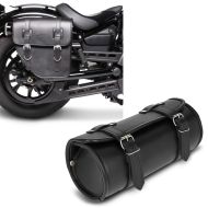 Set: Satteltasche rechts Texas 10Ltr Seitentasche für Chopper schwarz + Werkzeugrolle Kansas 3Ltr Custom Werkzeugtasche in schwarz_1