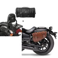 Set: Sissybar XS3 + Hecktasche RB1 für Honda Rebel 500 17-21 mit Gepäckträger Craftride + Satteltasche Honda Rebel 500 Craftride Arizona 3Ltr links in braun_1