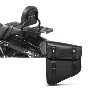 Set: Sissy Bar CSS Fix für Harley Dyna Fat Bob 10-17 mit Gepäckträger schwarz Craftride + Satteltasche Harley Dyna Fat Bob Utah Craftride 11Ltr links in schwarz_1