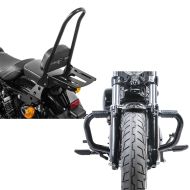 Set: Sissybar Harley Sportster 1200 Iron 18-20 Craftride Fast Rider-XL inkl. Gepäckträger schwarz + Sturzbügel Mustache II für Harley Davidson Sportster 1200 Iron 18-20 Schutzbügel schwarz Craftride_1