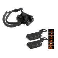 Set: Spannungsregler für Harley-Davidson Sportster 1200 Low 2009 Gleichrichter Laderegler Craftride + Lenkerblinker für Harley Davidson Sportster 1200 Iron / Low Lauflicht Blinker LED Lumitecs TS4 getönt_1