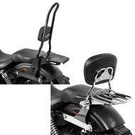Set: Sissybar Harley Davidson Dyna Super Glide Custom 06-15 Craftride Fast Rider-XL inkl. Gepäckträger schwarz + Sissybar Harley Dyna Modelle 2006-2017 Craftride Fast Driver-M Flex inkl. Gepäckträger chrom_1