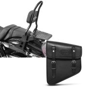 Set: Sissybar Harley Davidson Dyna Fat Bob 10-17 Craftride Fast Rider-M inkl. Gepäckträger schwarz + Satteltasche Harley Dyna Fat Bob Utah Craftride 11Ltr links in schwarz_1