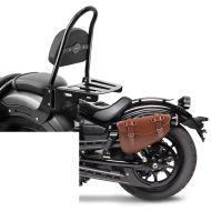 Set: Sissybar für Honda Rebel 500 17-21 Craftride Fast Rider-M inkl. Gepäckträger schwarz + Satteltasche Honda Rebel 500 Craftride Arizona 3Ltr links in braun_1