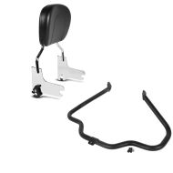 Set: Sissybar Harley Touring Modelle 1997-2008 Craftride Fast Driver-M chrom + Sturzbügel für Harley Davidson Touring 97-08 Craftride Mustache schwarz_1