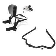 Set: Sissy Bar + Rear Rack + Docking Kit fits for Harley Davidson Electra Glide Classic 97-05 black Craftride + Engine Guard fits for Harley Davidson Touring 97-08 Mustache black Craftride