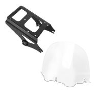 Set: Gepäckträger TP Abnehmbar für Harley Davidson Touring 09-13 schwarz Craftride + Windschild 12,5" für Harley Electra Glide Ultra Limited 09-13 klar Craftride_1