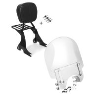 Set: Sissybar für Harley Davidson Sportster 883 04-10 Craftride inkl. Gepäckträger und Docking Kit schwarz + Windschild für Harley-Davidson Sportster 883 88-10 Craftride_1