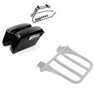 Set: Seitenkoffer für Harley Davidson Fat Boy 90-17 Craftride inkl. Kofferträger schwarz + Gepäckträger für Harley Fat Boy 90-05 chrom Craftride_1