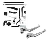Set: Vorverlegte Fussrastenanlage für Harley Dyna Modelle 06-17 Craftride RR1 + Bremshebel und Kupplungshebel-Set Grip für Harley Davidson Dyna Super Glide Custom 05-15 chrom Craftride_1