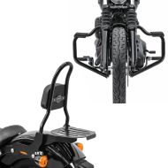 Set: Sissybar Harley Davidson Softail 18-21 Craftride Fast Rider-M inkl. Gepäckträger schwarz + Sturzbügel Mustache für Harley Softail Deluxe 18-20 schwarz 32mm Craftride_1