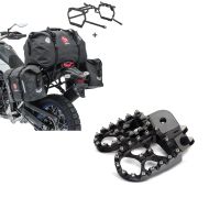 Set: Satteltaschen Set WP8 für BMW R 1200 GS 04-12 mit Hecktasche und Kofferträger Bagtecs + Fußrasten für BMW R 1200 GS Xdure FF6 Aluminium 57mm schwarz_1