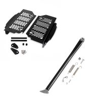 Set: Kühlerschutz Aluminium für Husqvarna TE 300 / 250 / 150 i 17-20 Xdure schwarz + Seitenständer für KTM Husqvarna Husaberg 2008-2016 Xdure Kick stand schwarz_1
