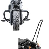 Set: Sturzbügel Mustache II für Harley Davidson Sportster 1200 Custom 04-20 Schutzbügel schwarz Craftride + Sissybar für Harley Sportster 1200 Custom 04-20 Craftride Tampa XL schwarz_1