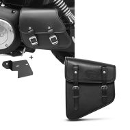 Set: Schwingentasche + Halter für Harley Dyna Fat Bob 08-17 Craftride + Satteltasche Harley Dyna Fat Bob Utah Craftride 11Ltr links in schwarz_1