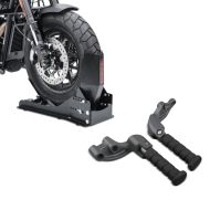 Set: Radwippe für Indian Scout / Bobber / Twenty Constands Easy Fix Vario einstellbar schwarz + Sozius Fussrasten Set mit Halter für Indian Scout, Sixty, Bobber 15-19 Craftride_1