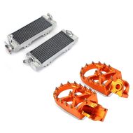 Set: Kühler Radiator für KTM SX 125 98-06 rechts links (Paar) + MMX Fußrasten für KTM 125 EXC / SX / 85 SX Xdure FF5 orange_1