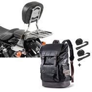 Set: Sissybar Harley Sportster 883 04-10 Craftride Fast Driver-S inkl. Gepäckträger chrom + Rucksack für Harley Davidson Sportster 883 / Custom Craftride RL3 schwarz_1