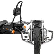 Set: Sissybar Harley Davidson Softail 18-21 Craftride Fast Rider-M inkl. Gepäckträger schwarz + Sturzbügel Mustache für Harley Softail Deluxe 18-20 chrome 32mm Craftride_1