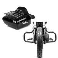 Set: Topcase King OLR für Harley Dyna Fat Bob schwarz Craftride + Sturzbügel für Harley Davidson Dyna Fat Bob 08-17 Craftride Mustache schwarz_1