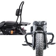 Set: Sissy Bar CSL Fix für Harley Sportster 1200 Iron 18-20 mit Gepäckträger schwarz Craftride + Sturzbügel Mustache II für Harley Davidson Sportster 1200 Iron 18-20 Schutzbügel schwarz Craftride_1