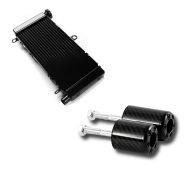 Set: Wasserkühler für Honda Hornet 600 98-06 Radiator Kühler + Sturzpads Honda CB 600 Hornet/CBF 600 98-07 Carbon_1