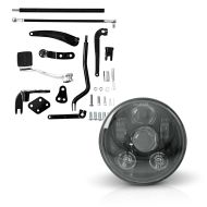Set: Vorverlegte Fussrastenanlage für Harley Davidson Dyna Street Bob 06-17 Craftride RR1 + Hauptscheinwerfer LED 5,75 Zoll für Harley Dyna Street Bob 06-17 schwarz von Craftride_1
