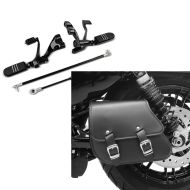 Set: Vorverlegte Fußrastenanlage für Harley Sportster 883 Iron 09-13 Craftride schwarz + Schwingentasche + Halter für Harley Sportster 883 Iron 09-20 Craftride_1