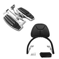 Set: Fahrer Trittbretter Honda Goldwing GL 1800 / F6B / F6C 01-16 Fussrasten chrom Craftride + Fahrer Rückenlehne für Honda Goldwing GL 1800 01-16 Craftride Sissybar schwarz_1