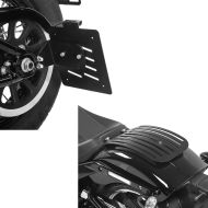 Set: Seitlicher Kennzeichenhalter für Harley Davidson Softail 18-21 Craftride schwarz + Gepäckträger für Harley Fat Boy / 114 18-21 Solo Rack L1 Gepäckbrücke Craftride_1