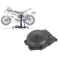 Set: Zentralständer Yamaha YZF-R6 06-20 blau Motorradheber ConStands Power-Evo + Lichtmaschinendeckel für Yamaha YZF-R6 06-19 Limadeckel Motordeckel_1