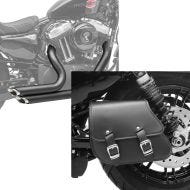 Set: Craftride Auspuff Harley Sportster Forty-Eight 48 10-13 Short-Shot Schalldämpfer Set schwarz + Schwingentasche + Halter für Harley Sportster Forty-Eight 48 10-20 Craftride_1