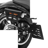 Set: Satteltaschenhalter für Harley Breakout / 114 18-21 Craftride Slim S rechts + Seitlicher Kennzeichenhalter für Harley Davidson Softail 18-21 Craftride schwarz_1