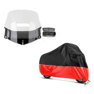 Set: Windschild Honda Goldwing GL 1800 01-16 mit Lüftungsgitter klar Craftride + Abdeckplane Honda Gold Wing 1800 / 1500 / F6B Craftride XXXL schwarz-rot_1