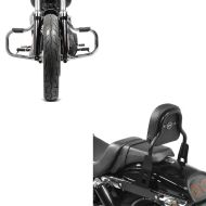 Set: Sissy Bar CSS Fix für Harley Dyna Fat Bob 10-17 schwarz Craftride + Sturzbügel für Harley Davidson Dyna Fat Bob 08-17 Craftride Mustache chrom_1