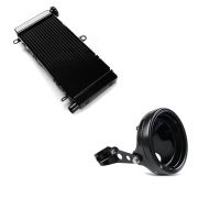Set: Wasserkühler für Honda Hornet 600 98-06 Radiator Kühler + LED Scheinwerfer-Gehäuse MG 7" für Honda Hornet 900 / 600 / S schwarz Craftride_1