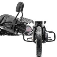 Set: Sissybar Harley Davidson Dyna Fat Bob 10-17 Craftride Fast Driver-M inkl. Gepäckträger schwarz + Sturzbügel für Harley Davidson Dyna Fat Bob 08-17 Craftride Mustache schwarz_1